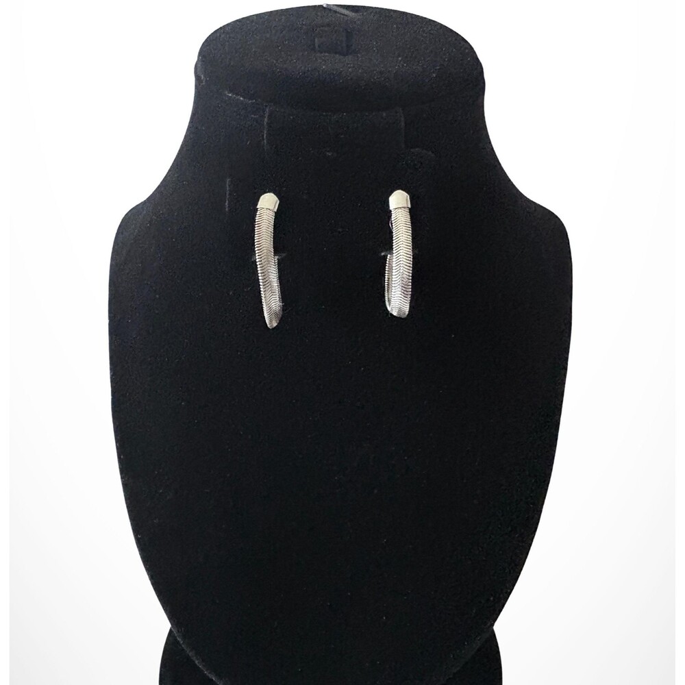 RARE Vintage 1982 Soft Twist Earrings by Avon | Silvertone Herringbone | NIB
